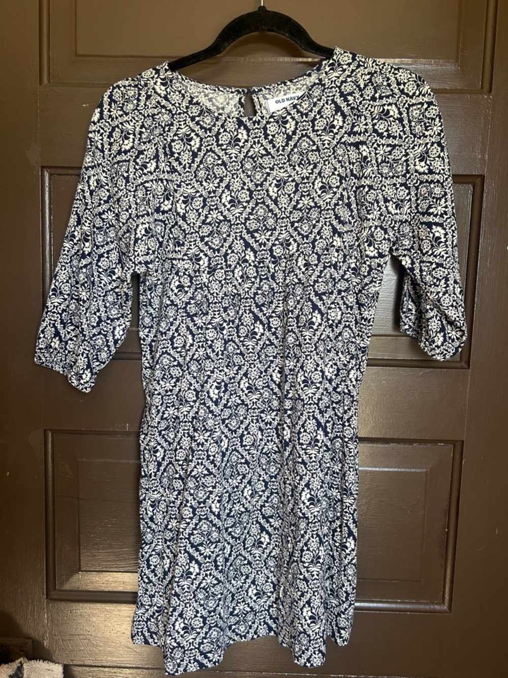 Old Navy Navy & White Floral-Print Midi Dress